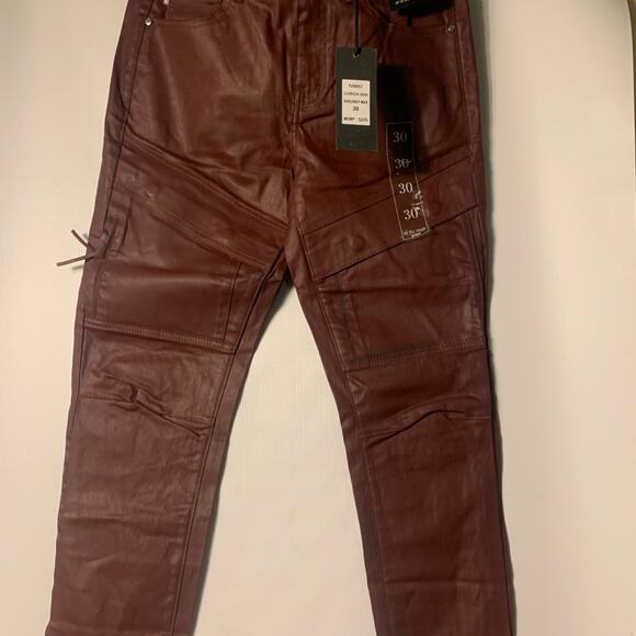 Si Tu Veux Superstack Burgundy Wax Mens Jeans Size 30 - Picture 3 of 7